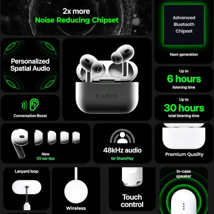 ARCH Pods Pro 2 ANC TWS Earbuds with 40H Battery & Spatial Audio