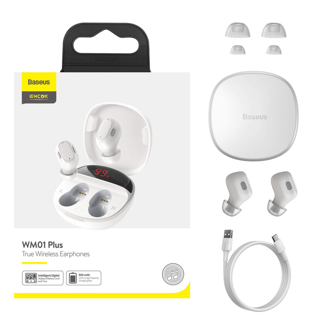 Baseus Encok WM01 Plus True Wireless Earphones | Bluetooth Earbuds with Digital Display